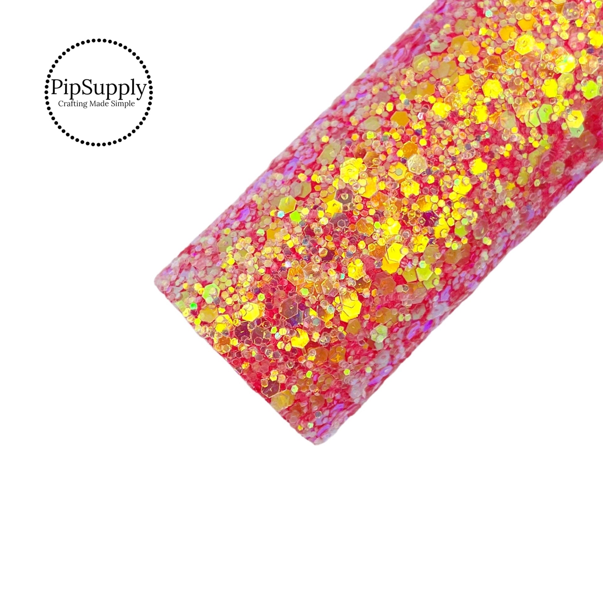 Iridescent Coral Chunky Glitter Sheet - Solid Coral Iridescent