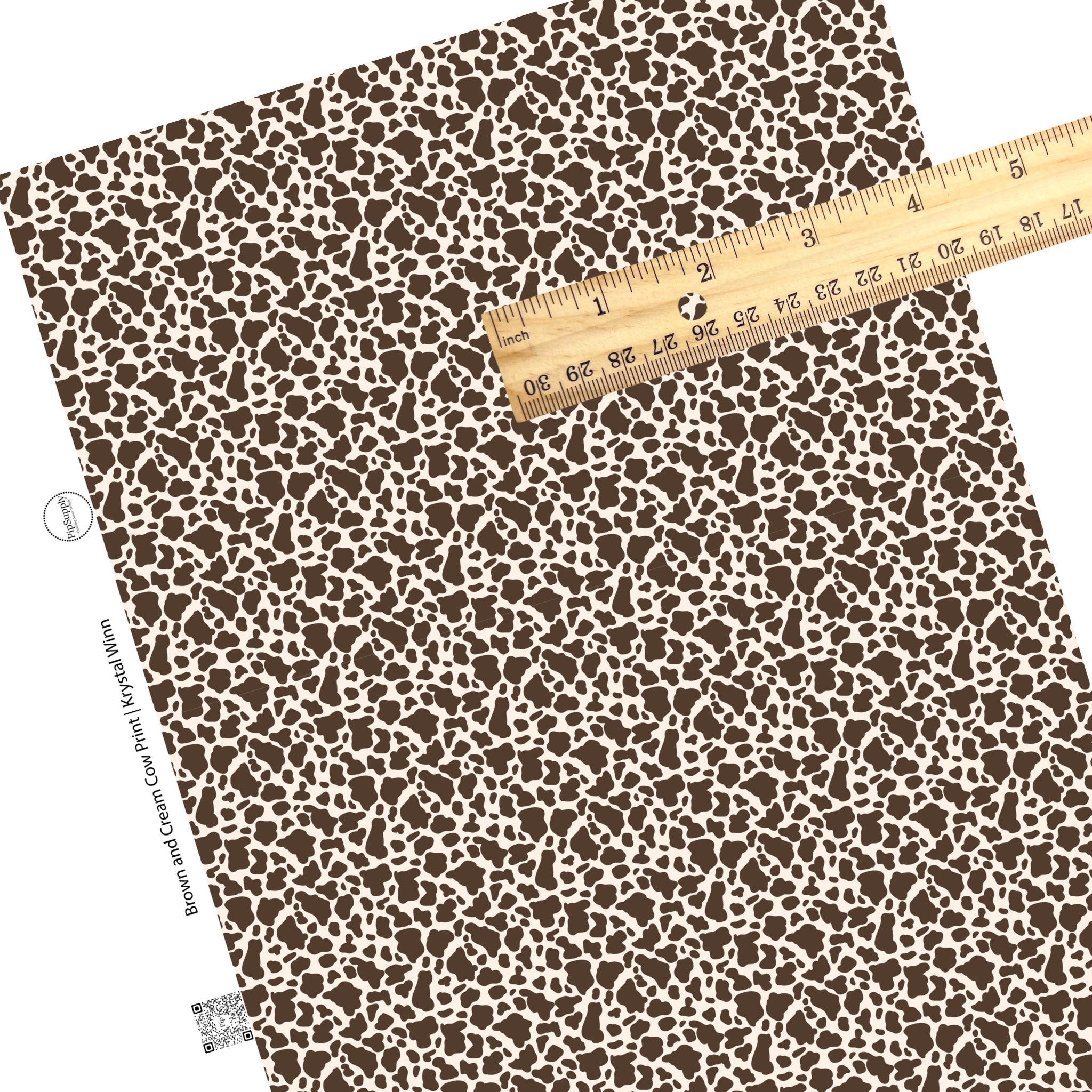Brown Animal Print Faux Leather Sheet - Brown Cow Print on Cream Faux ...