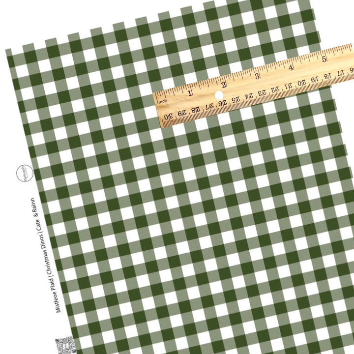 green and cream gingham plaid faux leather sheet