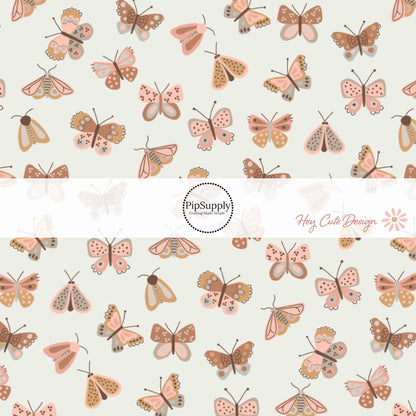 brown and pink butterflies bow strips