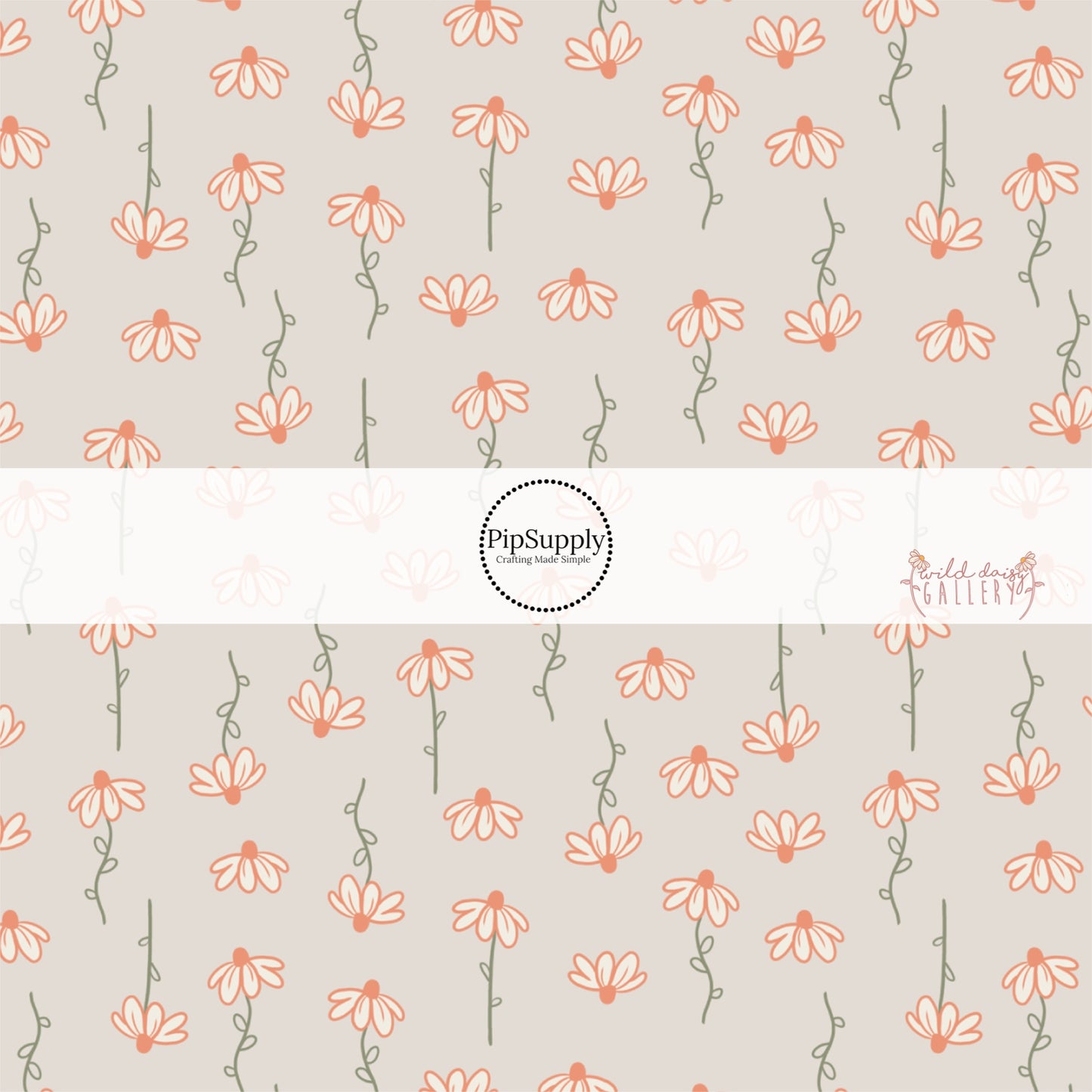 Cream spring floral on stone bow strips