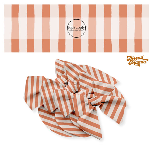 Distressed orange and cream stripe bow strips