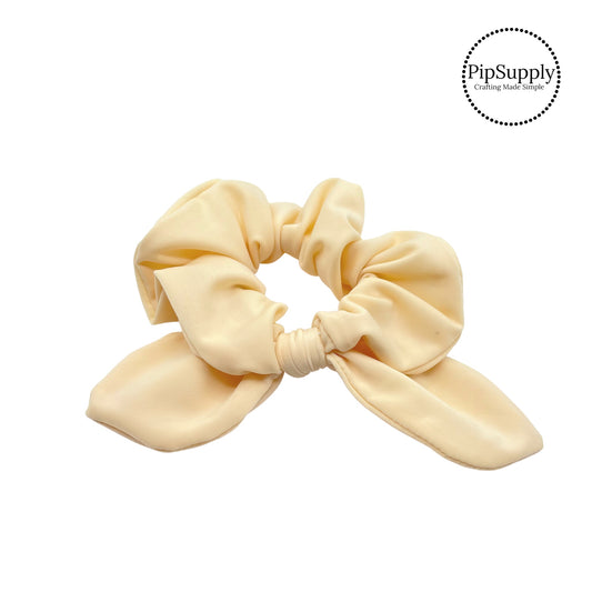 solid cream swimsuit fabric bow scrunchie