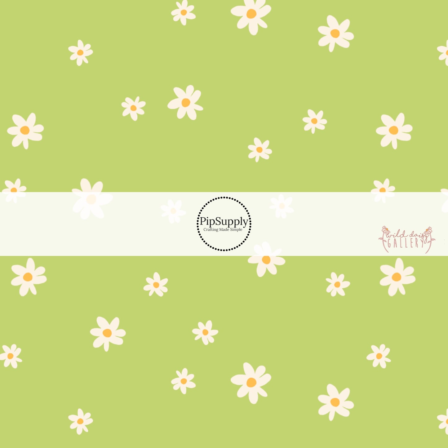 disperse flowers on lime bow strips
