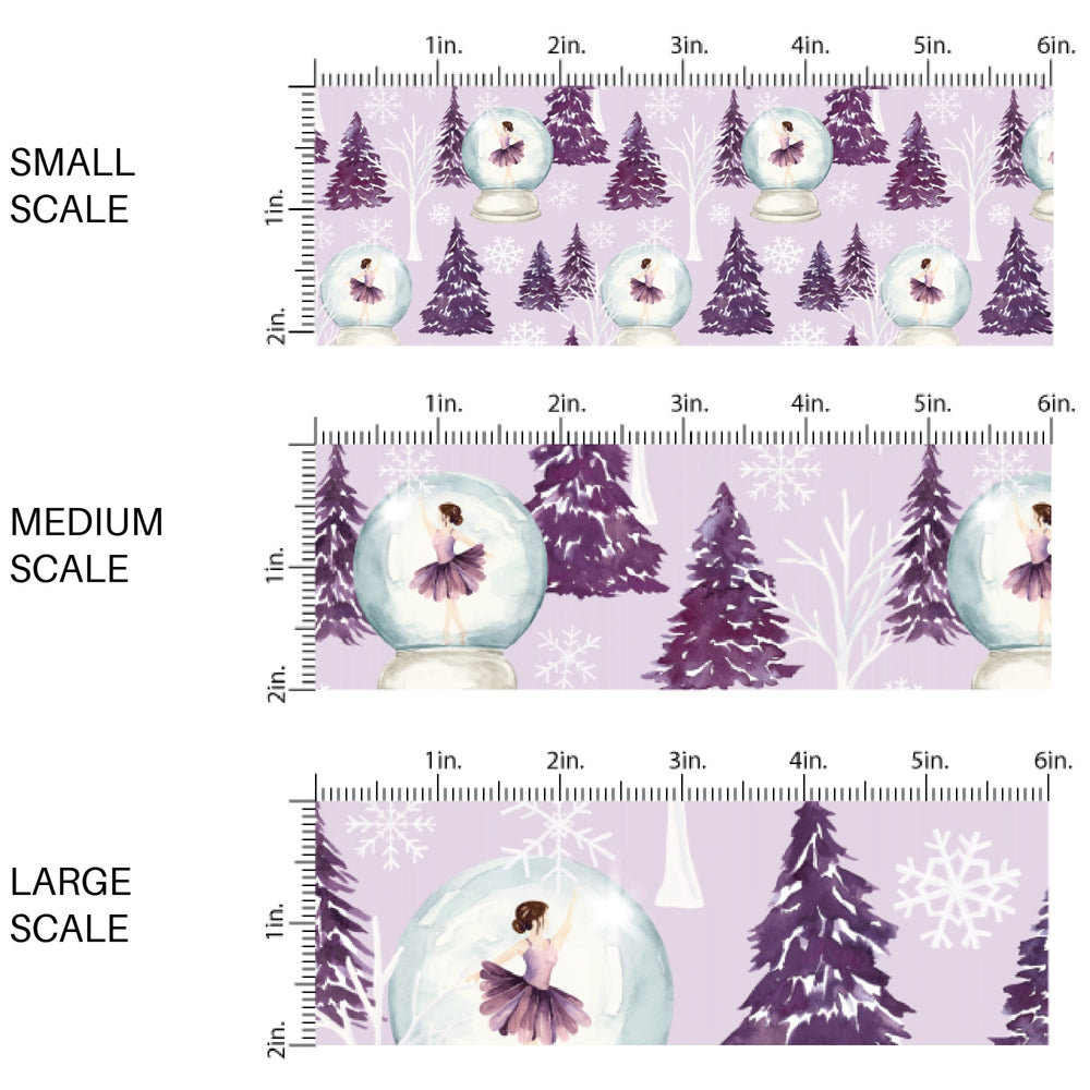 Purple fabric image guide with fairies, snowflakes, trees and snowglobes