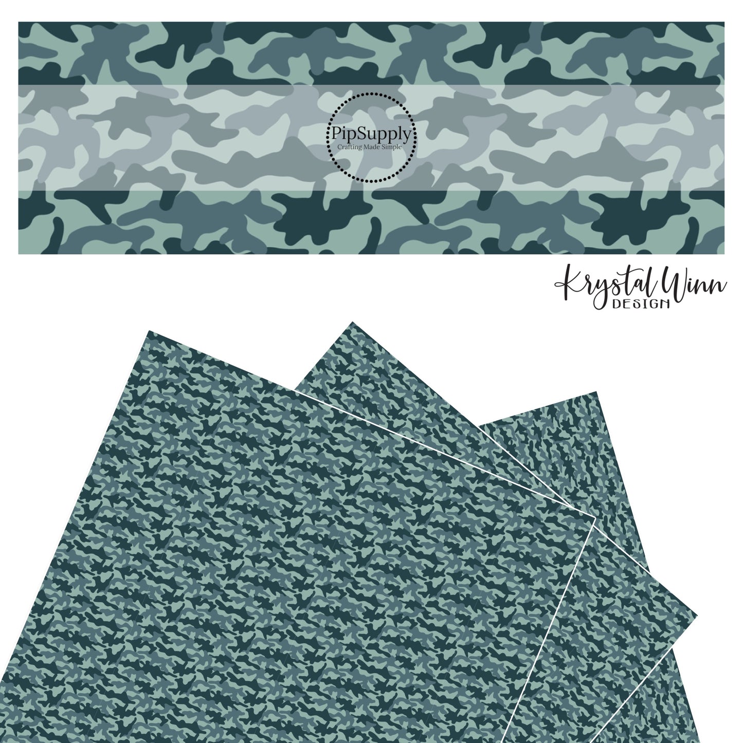 Blue, smokey blue, and teal camo faux leather sheets