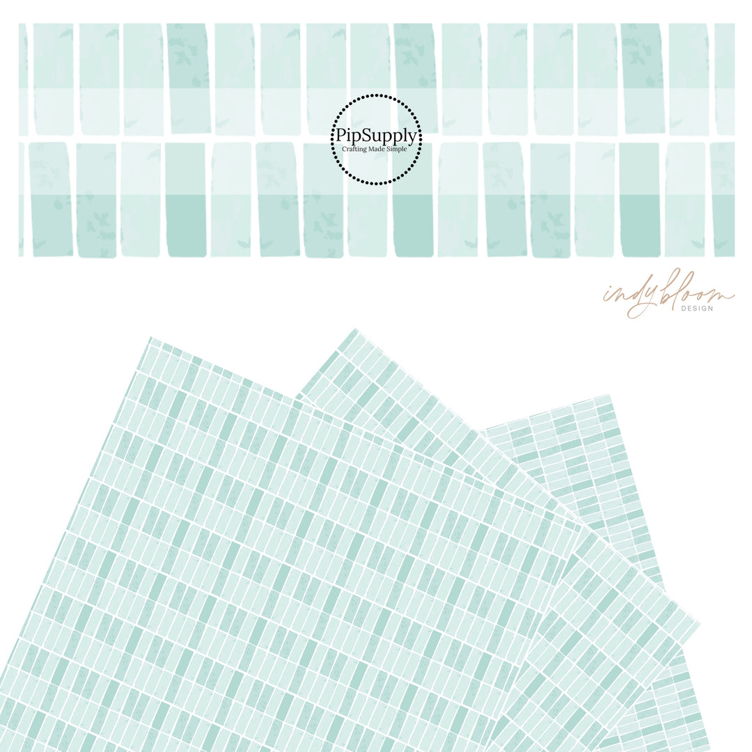 Distressed aqua and light aqua tiles faux leather sheets