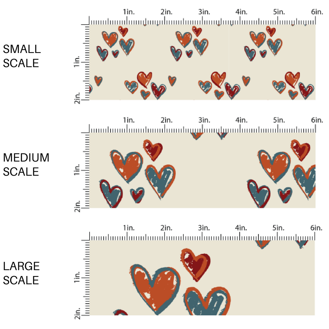 Valentine Fabric By The Yard | Doodle Hearts on Cream | So Mushroom In My Heart