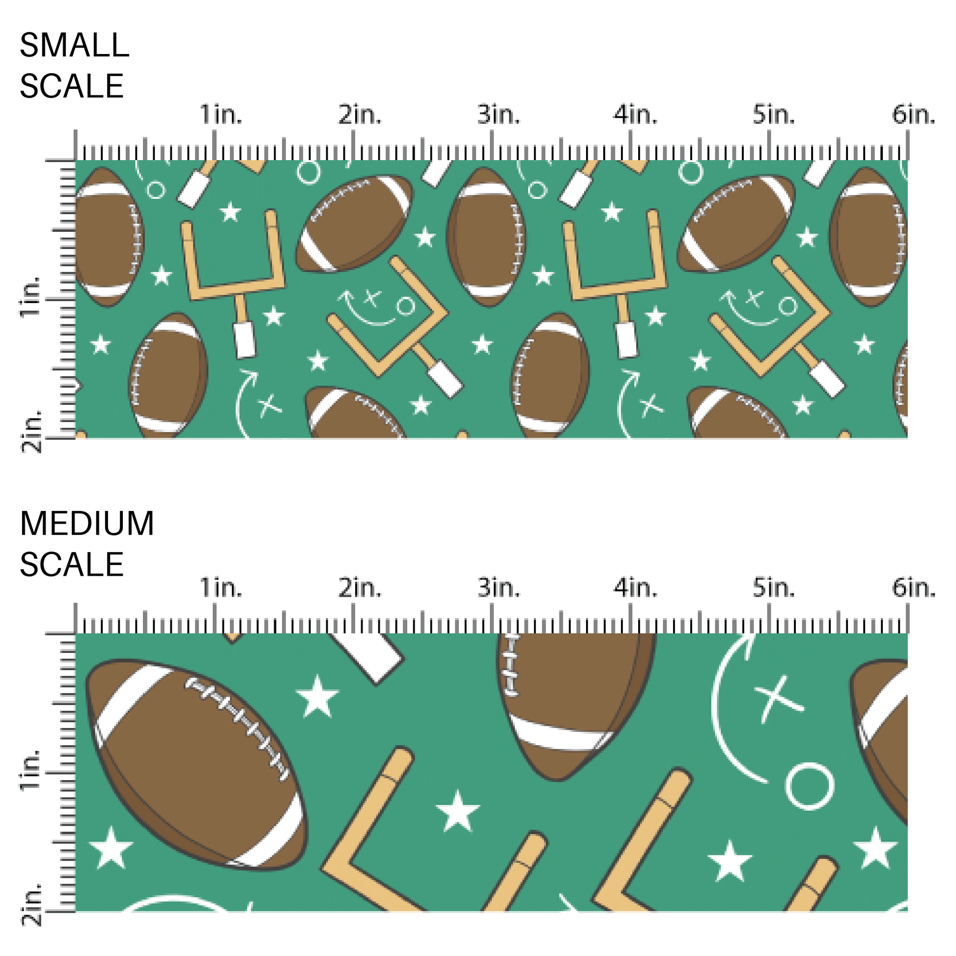 Green Image Scaling guide with footballs amd yellow endzone image