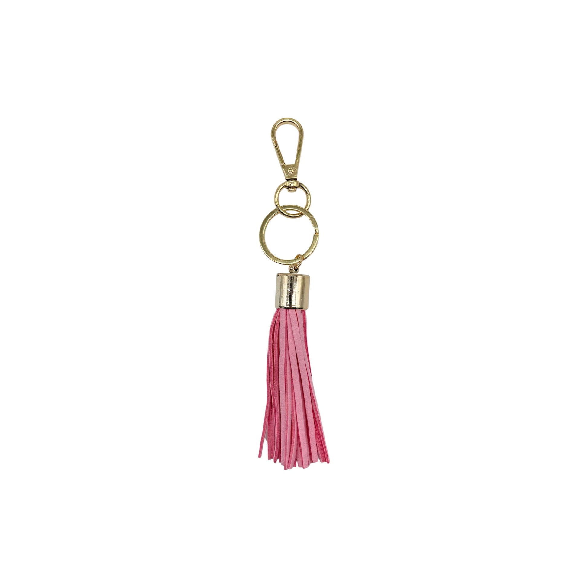 Pink faux Suede Cord tassel keychain assortment.