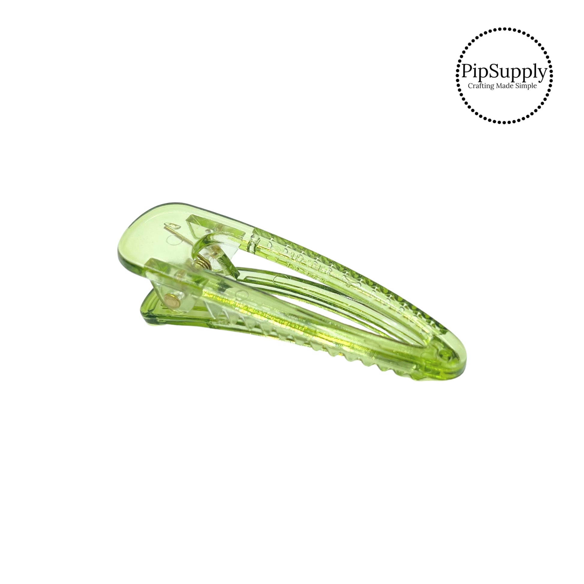 solid translucent fern green plastic hair clip
