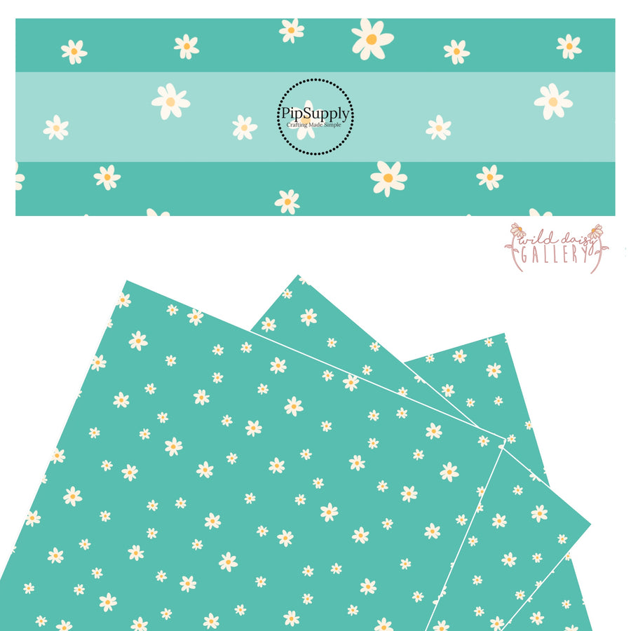 tiny cream scattered flowers on aqua faux leather sheets