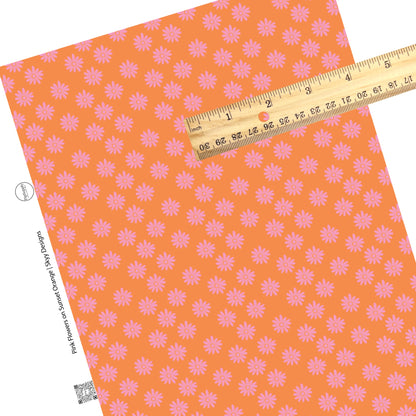 Summer pink floral on orange faux leather sheets