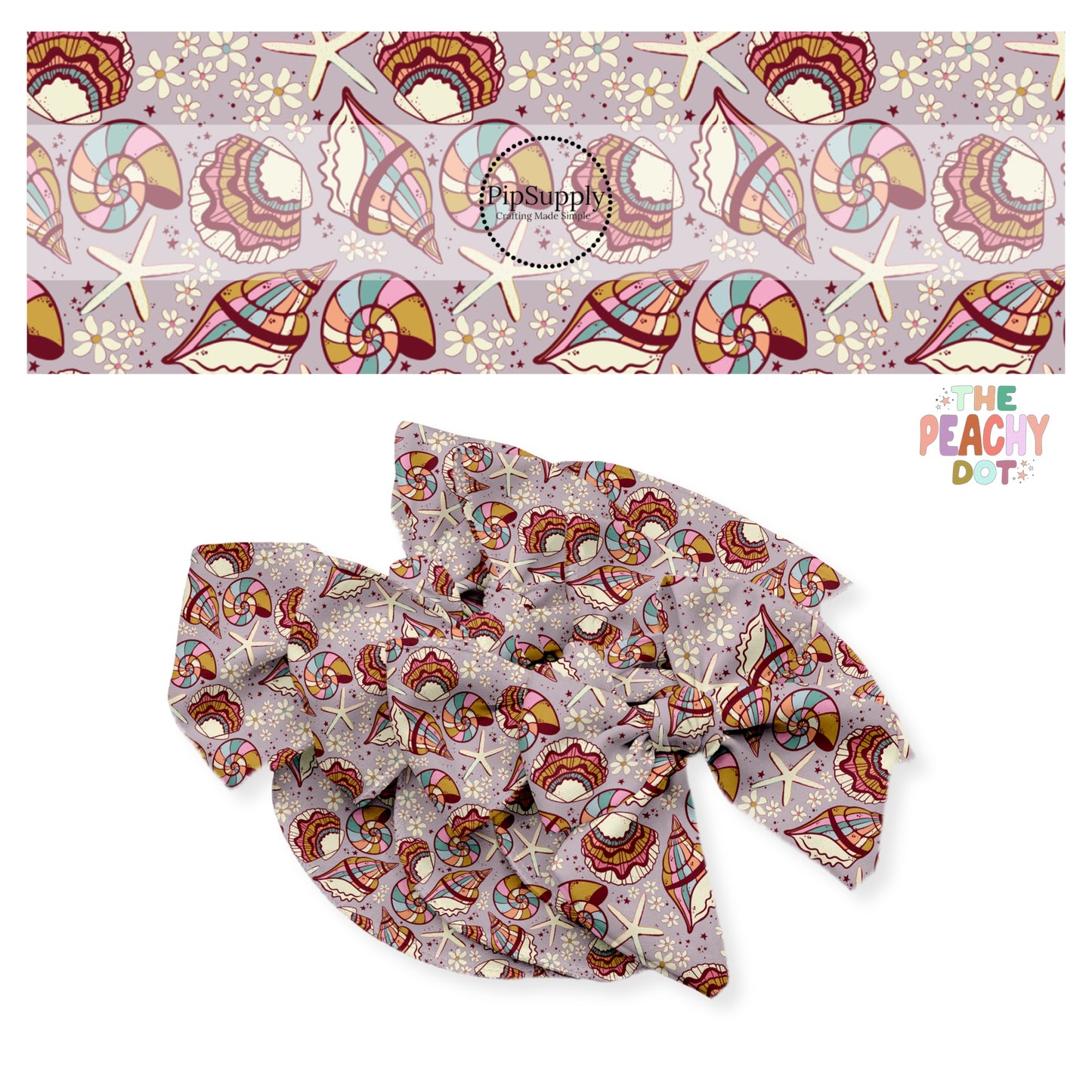 Floral mutli shells with starfish bow strips