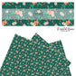 Peach flowers with tiny cream flowers on dark teal faux leather sheets