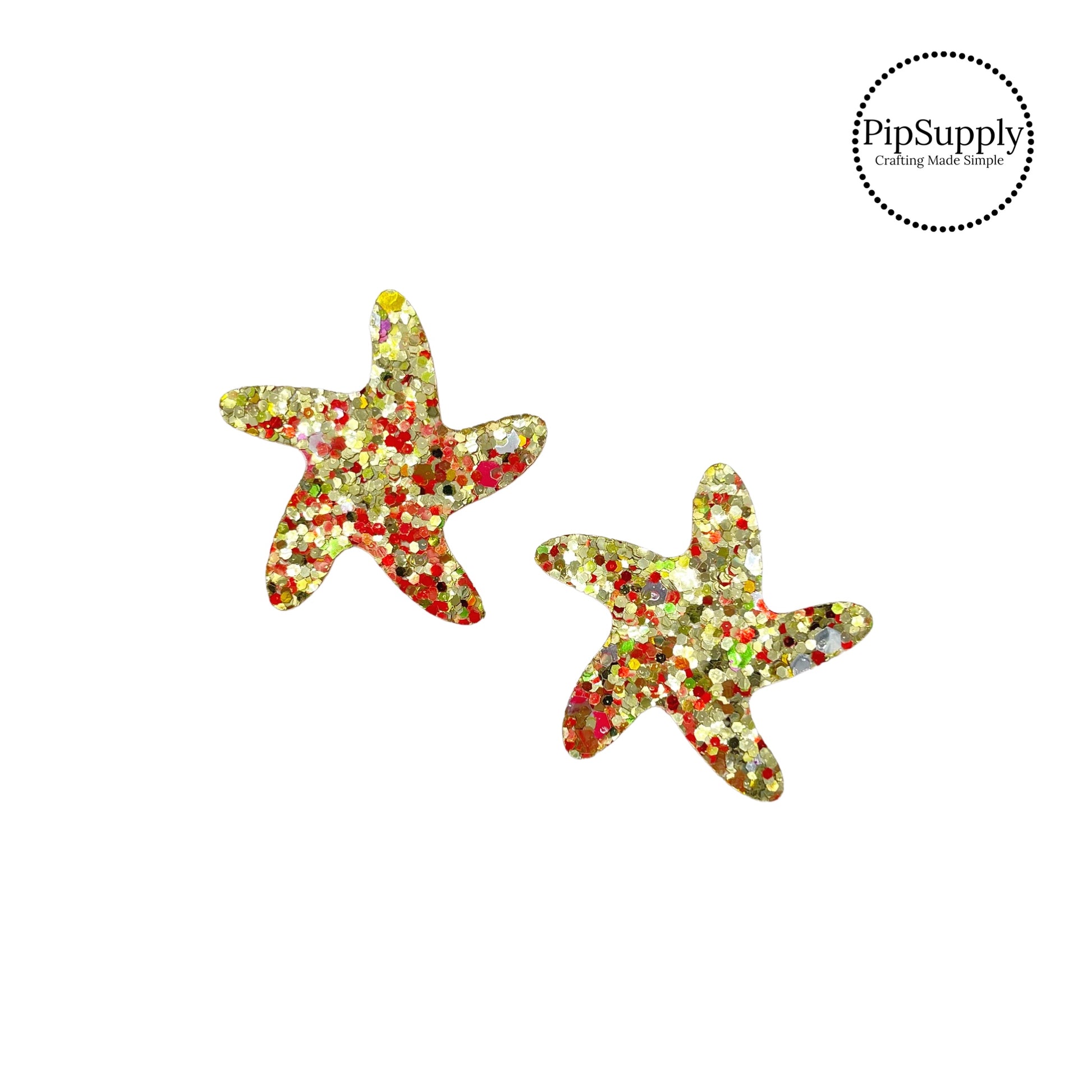 Gold multi chunky glitter starfish embellishment