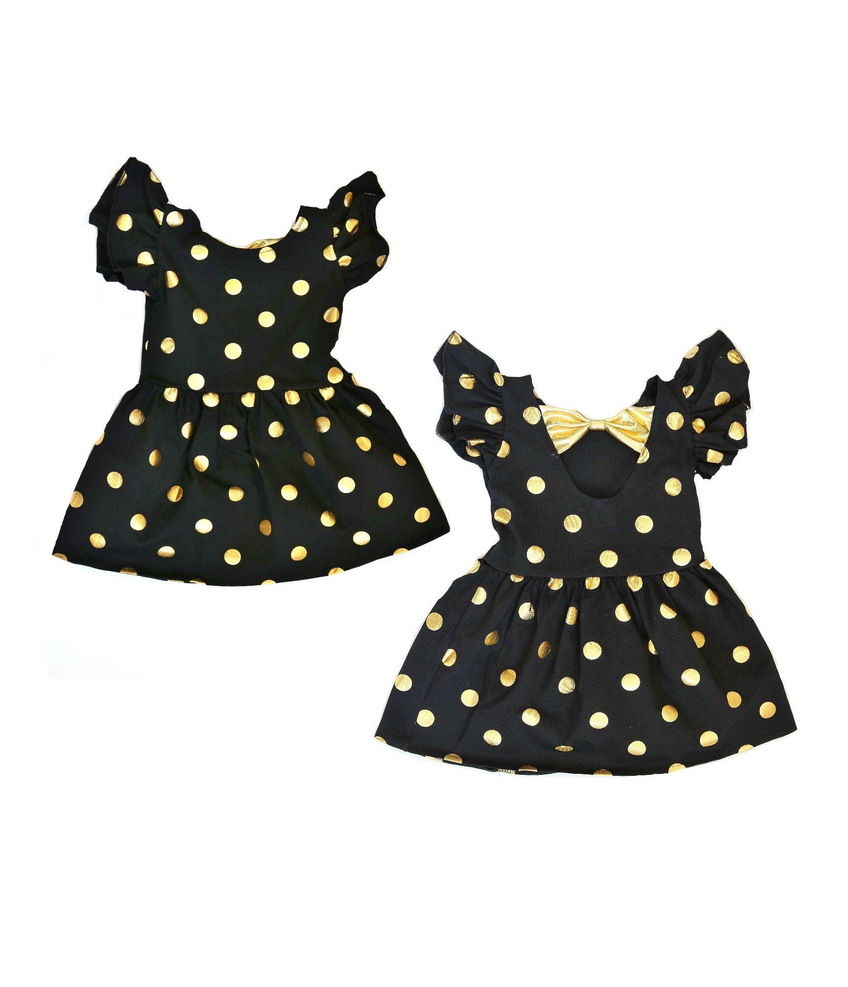 Black Gold Dot Bow Back Dress - Pretty in Pink Supply