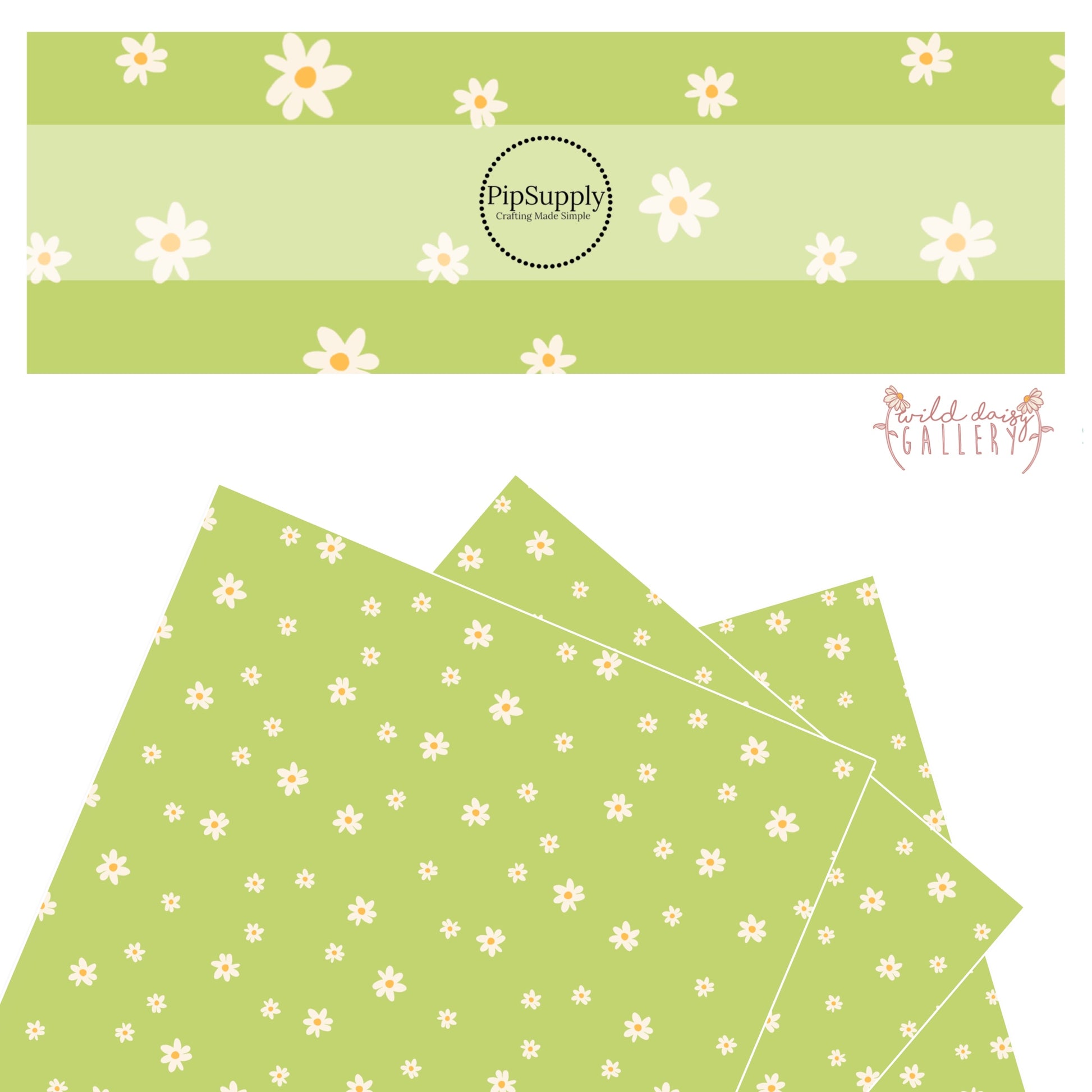 tiny cream spring daisies on lime faux leather sheets