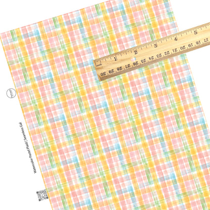 Watercolor spring pastel plaid faux leather sheets