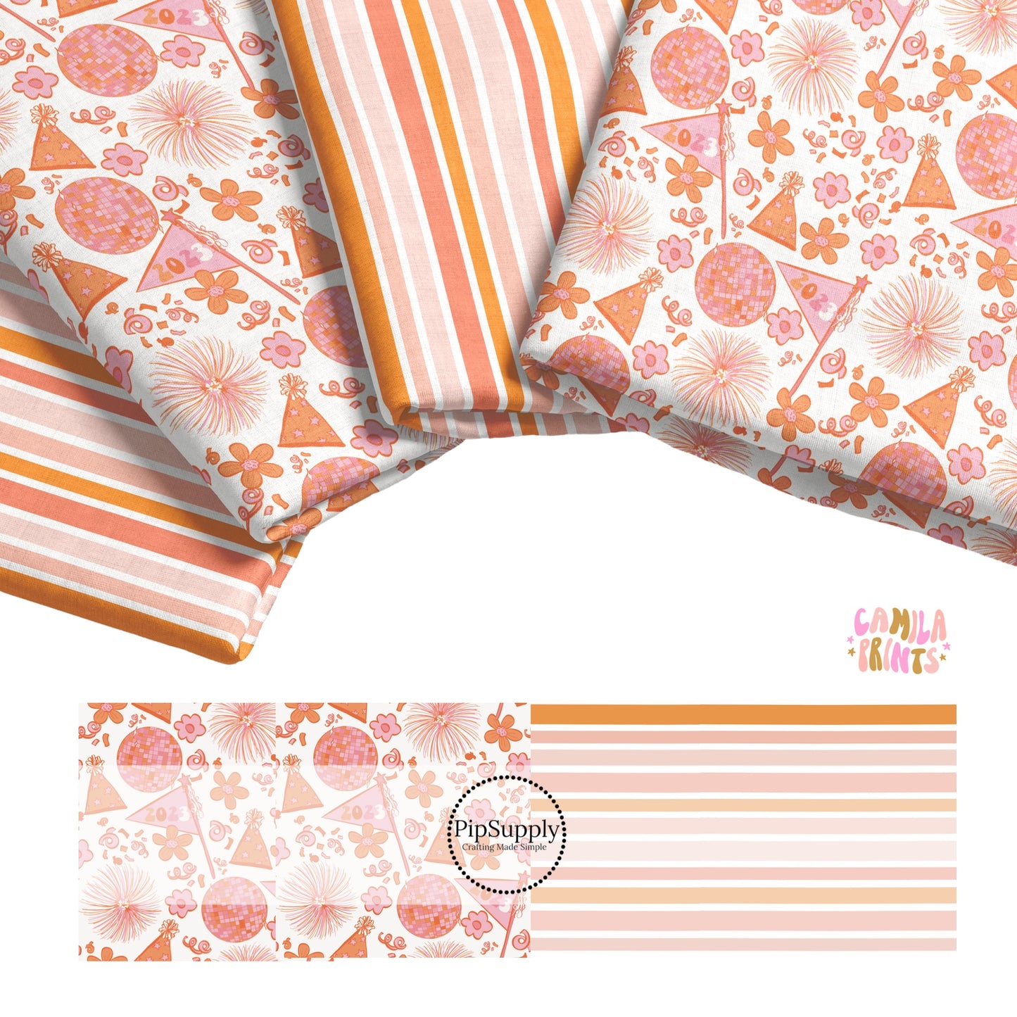 peach and nude colored fabric stackillustration