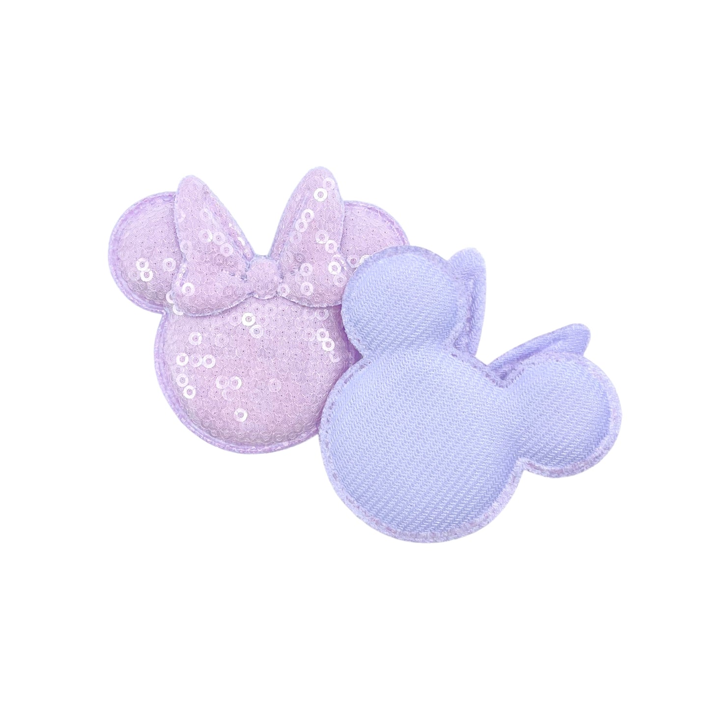 Sequin light purple mouse head with bow embellishment