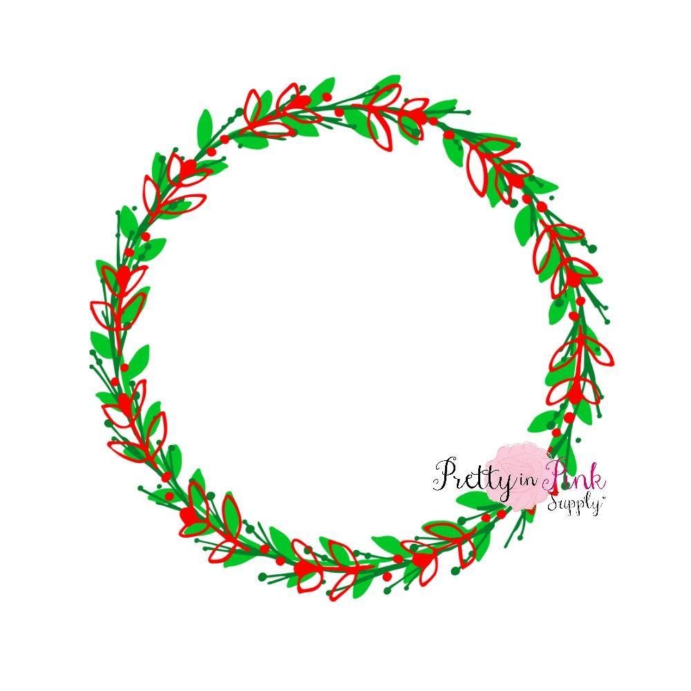 Holly Christmas Wreath Iron On - Pretty in Pink Supply