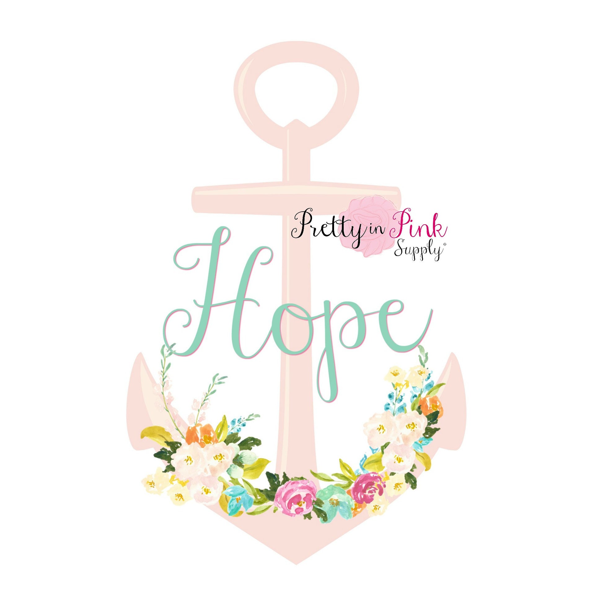 Hope Anchors Iron On - Pretty in Pink Supply