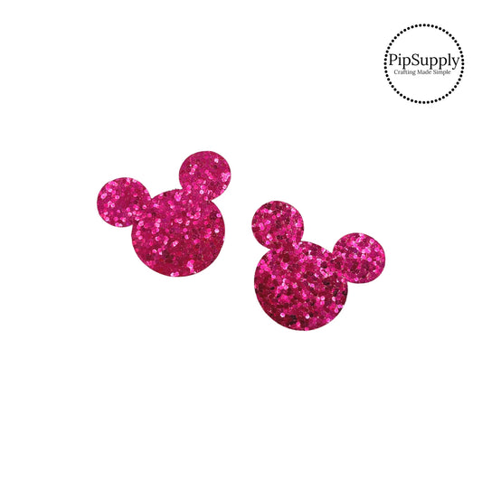 Chunky hot pink gltter mouse head embellishment