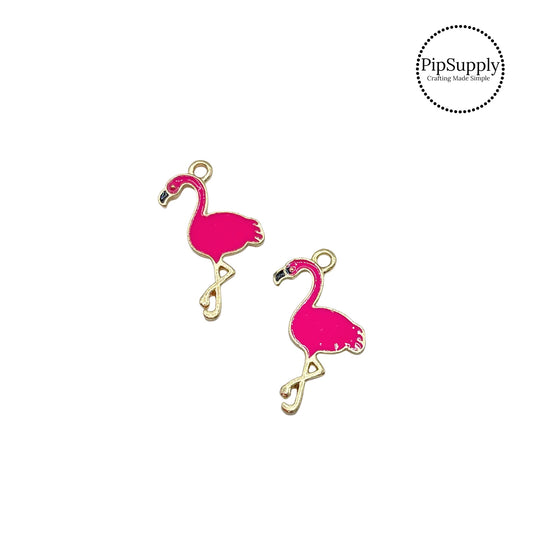 hot pink flamingo with gold legs and hook charm