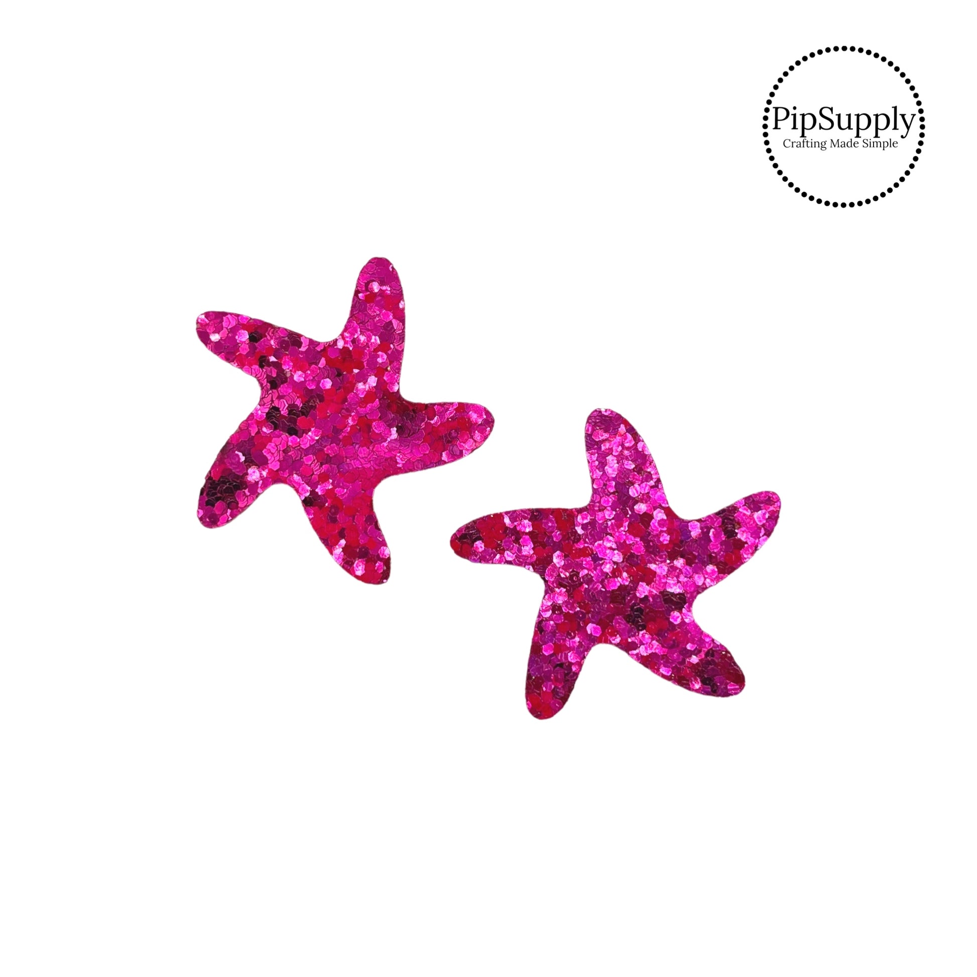 Chunky glitter hot pink starfish embellishment