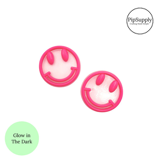 Hot pink clear smiley face silicone embellishment
