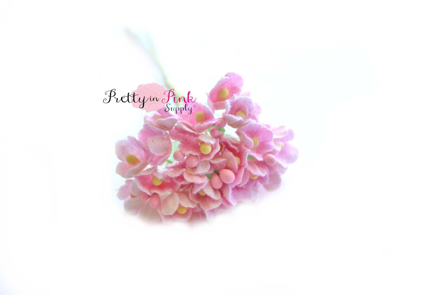 1/4" Mini Light Pink Umbel Floret Paper Flowers - Pretty in Pink Supply