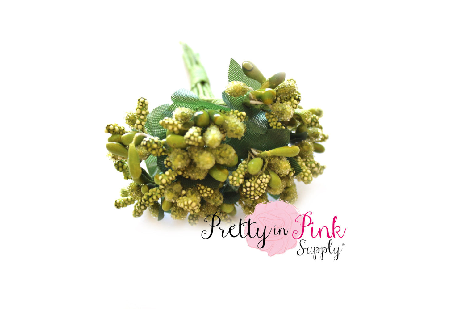 Avacado Green Frosted Berry Bead Stems - Pretty in Pink Supply