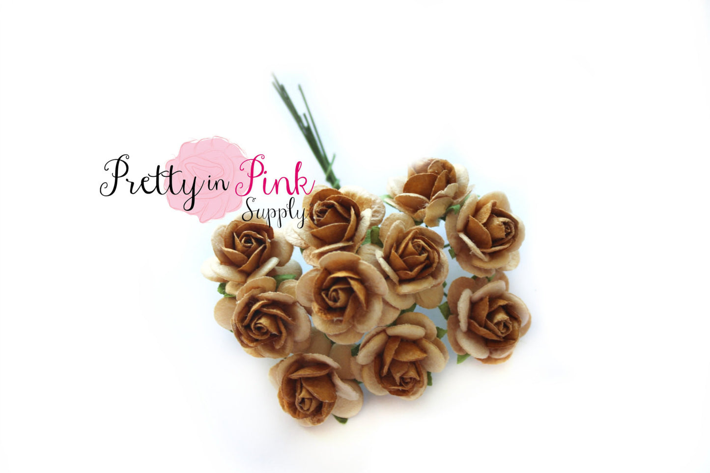 3/4" Natural/Brown Center Premium Paper Flowers - Pretty in Pink Supply