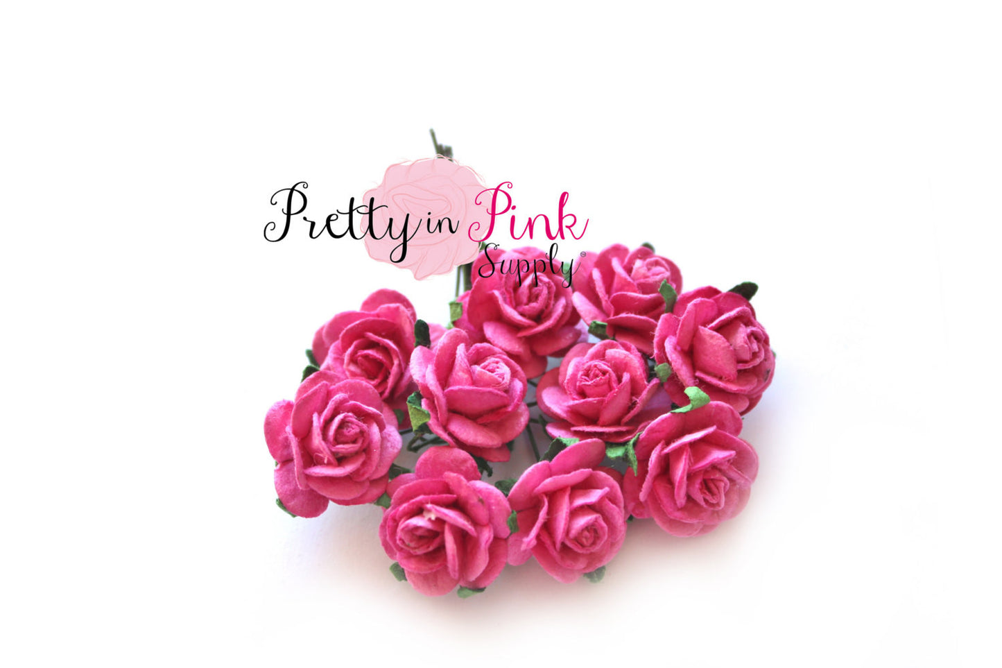 3/4" Hot Pink Premium Paper Flowers - Pretty in Pink Supply