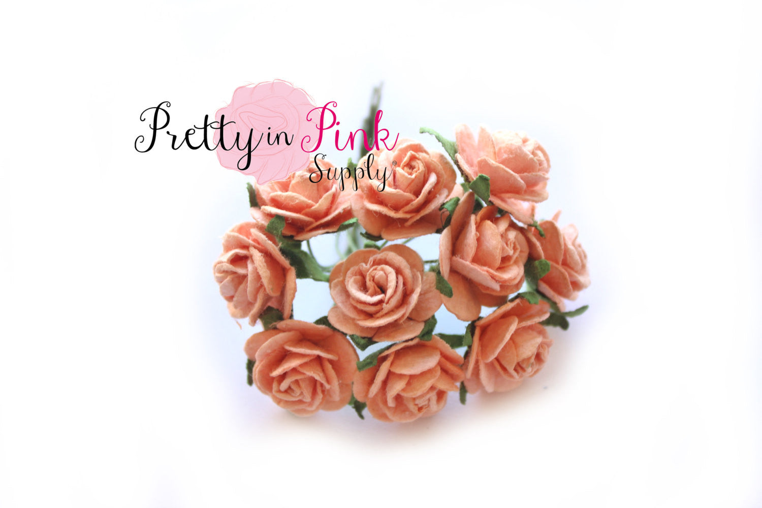 3/4" Light Peach Premium Paper Flowers - Pretty in Pink Supply