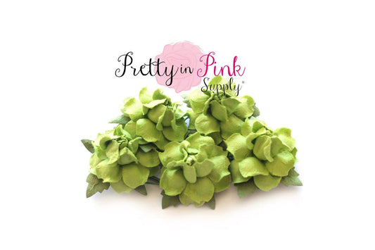 1" PREMIUM Lime Paper Flowers - Pretty in Pink Supply