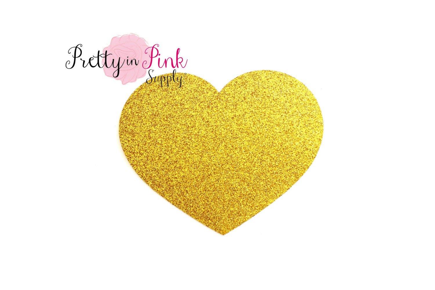 Gold Heart GLITTER Iron On - Pretty in Pink Supply
