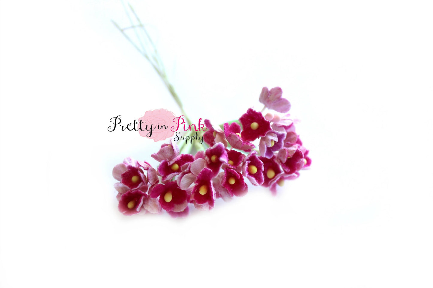 1/4" Mini Pink Raspberry Umbel Floret Paper Flowers - Pretty in Pink Supply
