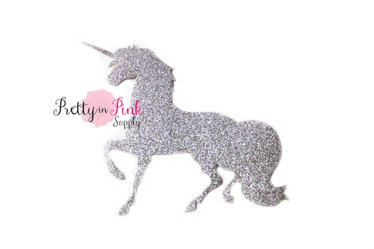 Silver Glitter Unicorn  Iron On - Pretty in Pink Supply