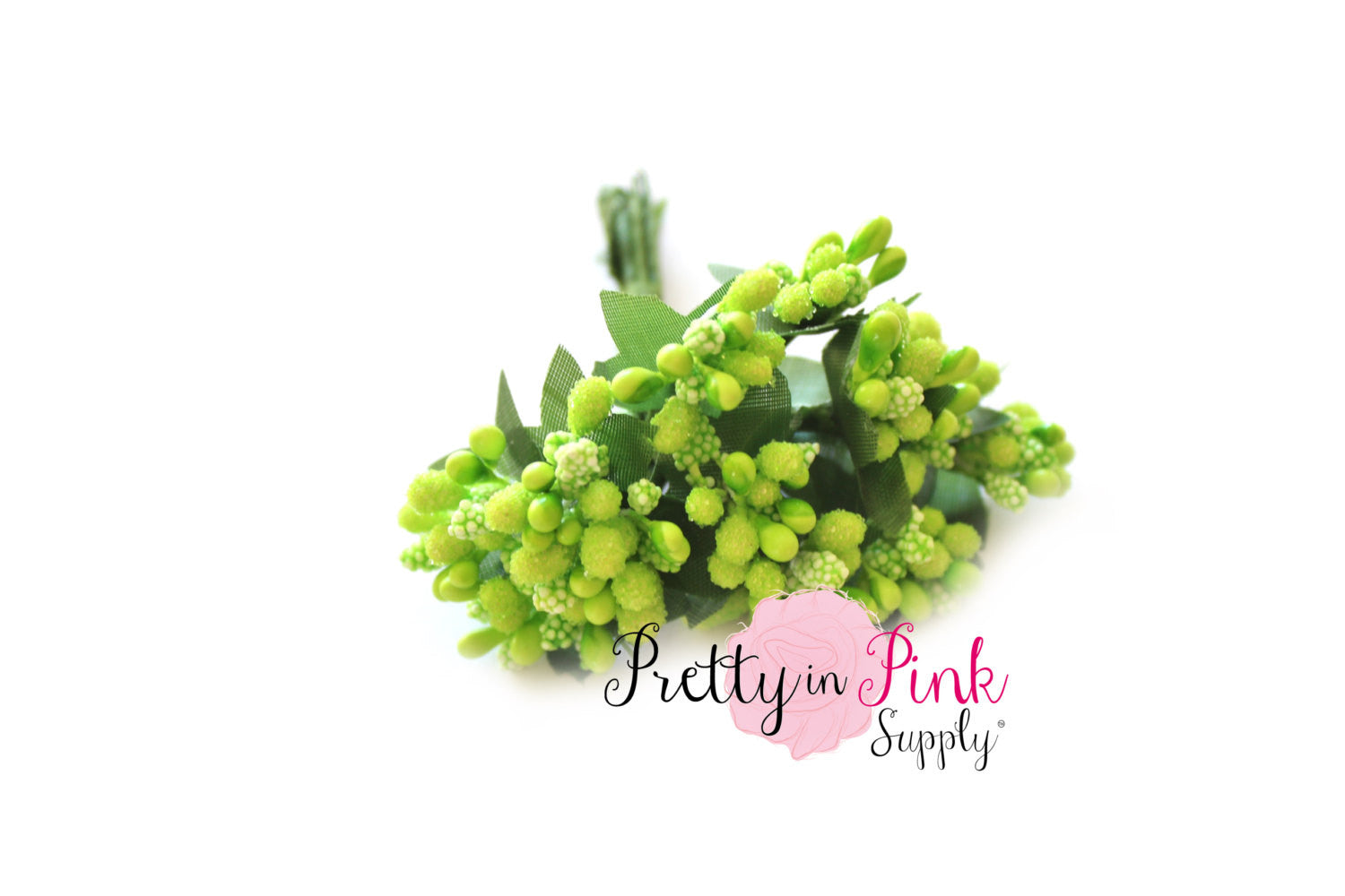 Lime Green Frosted Berry Bead Stems - Pretty in Pink Supply