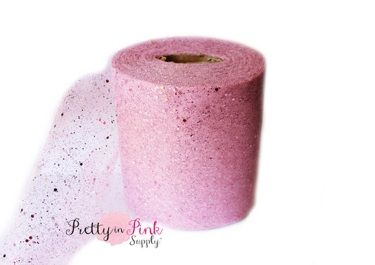 Pink Mauve Glitter Tulle - Pretty in Pink Supply