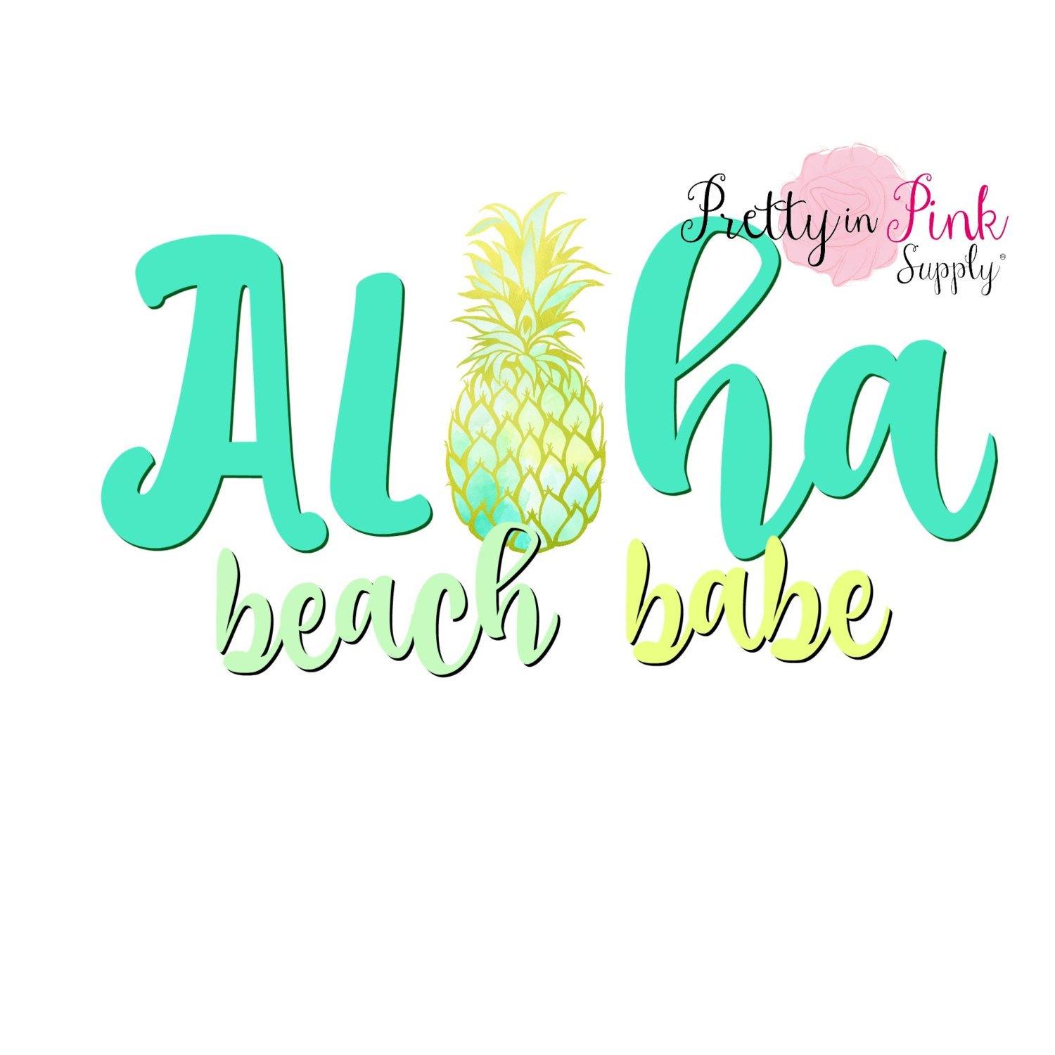 "Aloha Beach Babe" Iron On - Pretty in Pink Supply