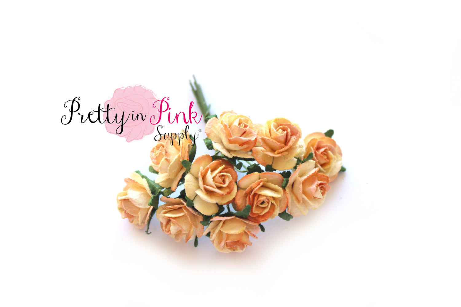 3/4" Cream/Light Peach Two Tone Premium Paper Flowers - Pretty in Pink Supply