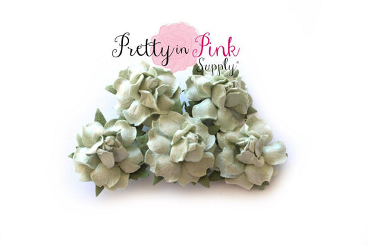 1" PREMIUM Pale Sage Paper Flowers - Pretty in Pink Supply