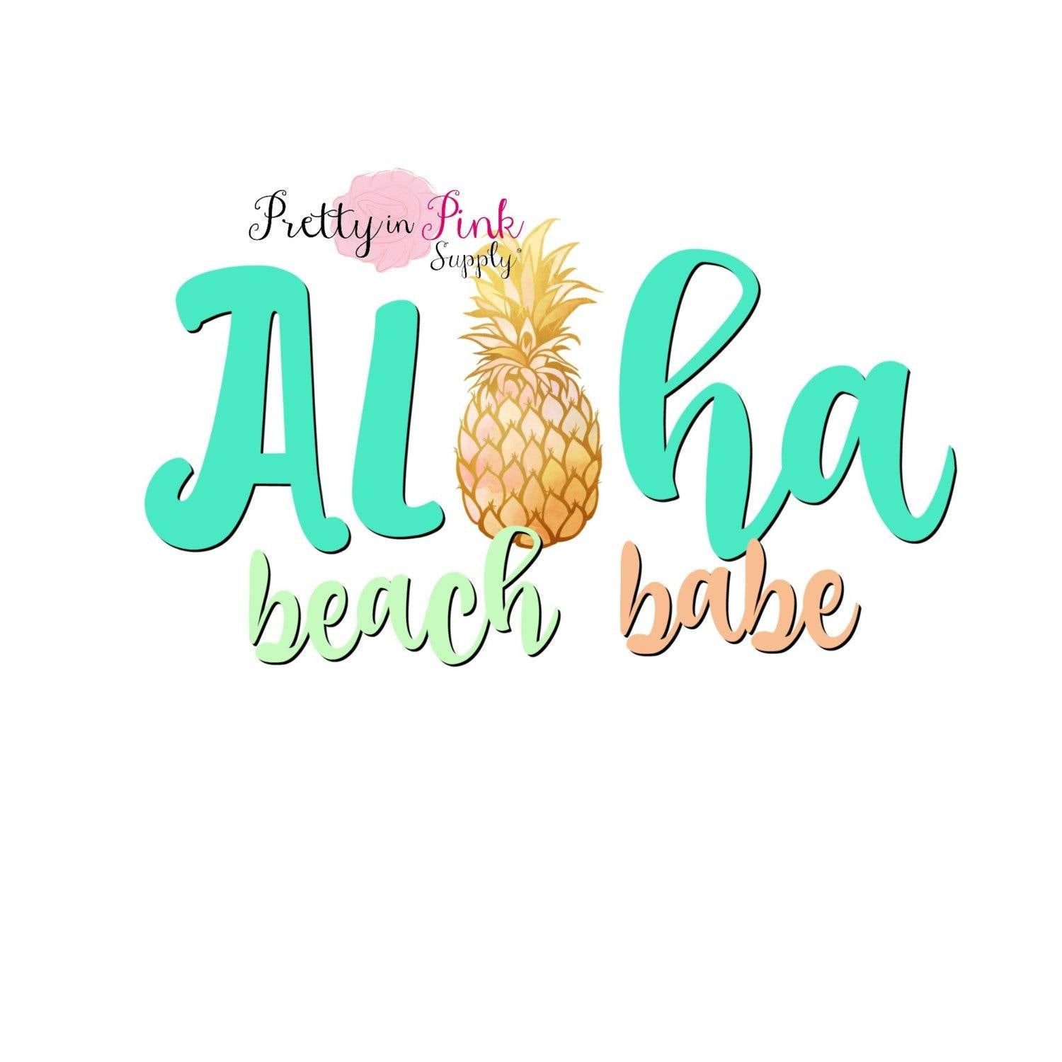 "Aloha Beach Babe" Iron On - Pretty in Pink Supply