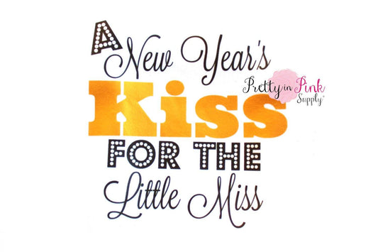 "New Years KISS" Metallic Dark Gold Iron On - Pretty in Pink Supply