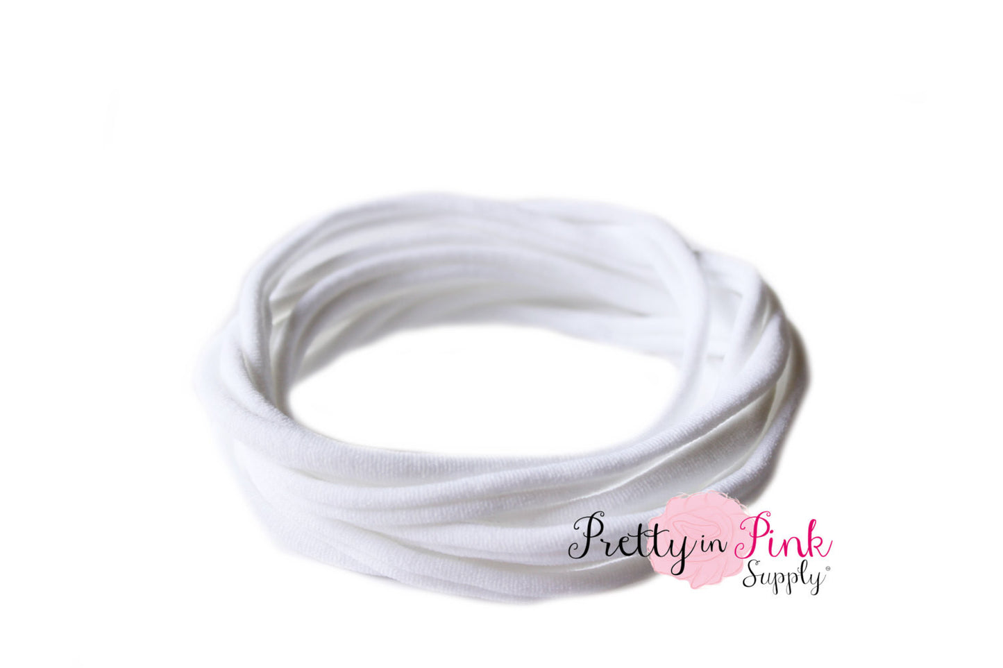 White THIN Nylon Headband - Pretty in Pink Supply
