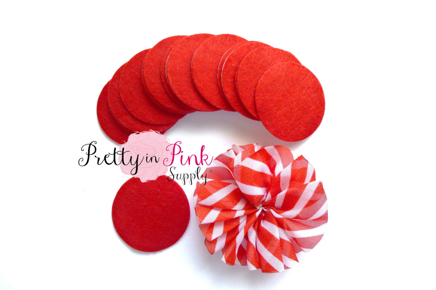 1.5" Red Felt Circles- Self Adhesive - Pretty in Pink Supply
