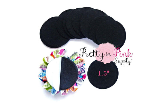 1.5" Black Felt Circles- Self Adhesive - Pretty in Pink Supply